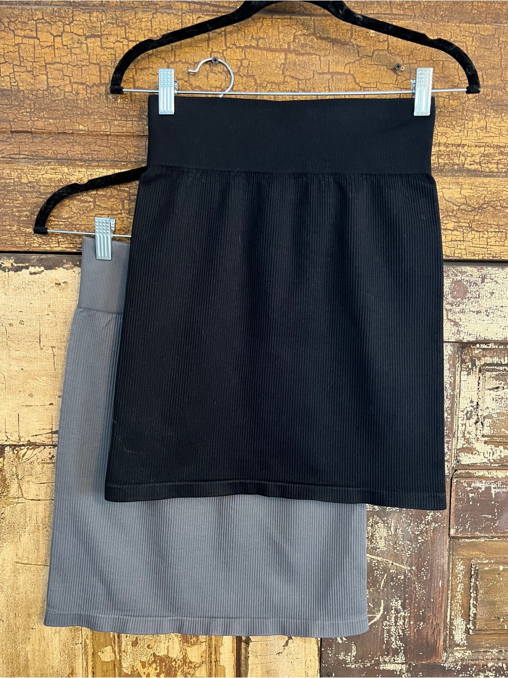 Gray & Black Skirt Bundle | 2 Bodycon Mini Skirts | NWOT | Size L